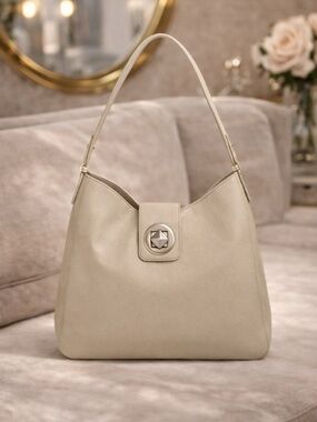 Kate Spade Gray Pebble Leather Shoulder Bag Hobo Purse